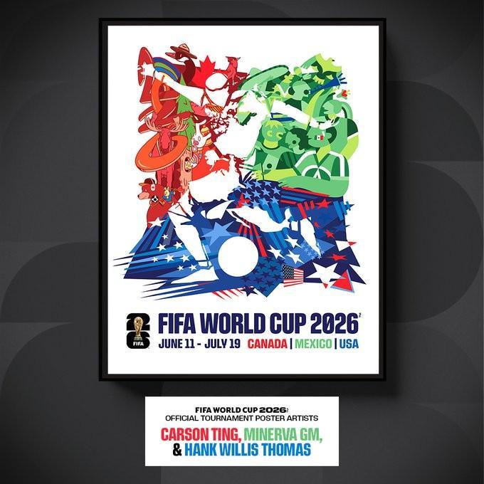 FIFA发布世界杯官方赛事海报：由美加墨三国艺术家共同设计